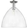 Arcadia Bristol 16"W Polished Nickel Semi.Flush Mount With Seedy Shade