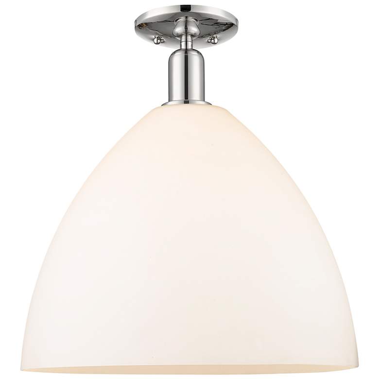 Image 1 Arcadia Bristol 16"W Polished Nickel Semi-Flush w/ Matte White Shade