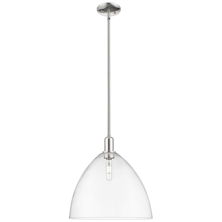 Image 1 Arcadia Bristol 16"W Polished Nickel Stem Mini Pendant w/ Clear Shade