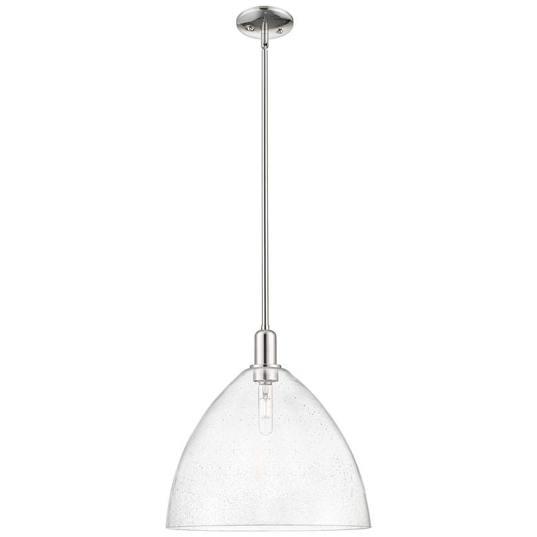 Image 1 Arcadia Bristol 16"W Polished Nickel Stem Mini Pendant w/ Seedy Shade