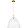 Arcadia Bristol 16"W Satin Gold Cord Hung Mini Pendant w/ Seedy Shade