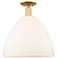 Arcadia Bristol 16"W Satin Gold Semi.Flush Mount w/ Matte White Shade