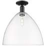 Arcadia Bristol 16" Wide Matte Black Semi.Flush Mount With Clear Shade