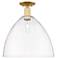 Arcadia Bristol 16" Wide Satin Gold Semi.Flush Mount With Clear Shade