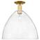 Arcadia Bristol 16" Wide Satin Gold Semi.Flush Mount With Seedy Shade