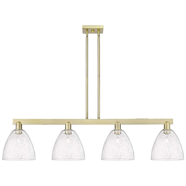 Image 1 Arcadia Bristol 52"W 4 Light Brass Stem Island Light w/ Seedy Shade
