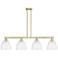 Arcadia Bristol 52"W 4 Light Brass Stem Island Light w/ Seedy Shade