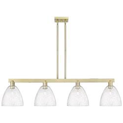 Arcadia Bristol 52"W 4 Light Brass Stem Island Light w/ Seedy Shade