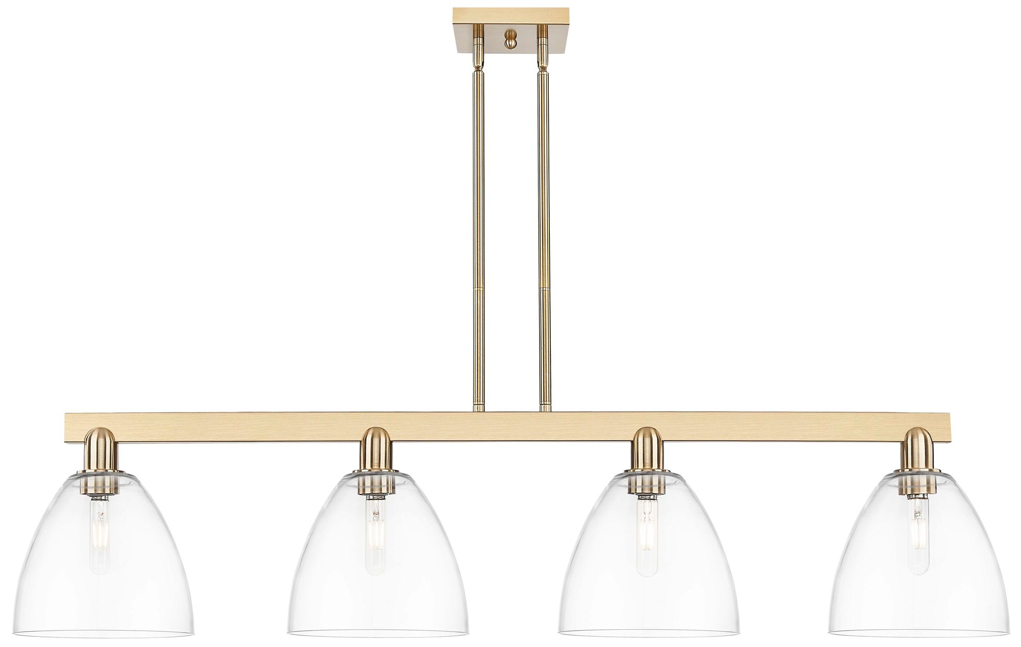 Arcadia Bristol 52"W 4 Light Bronze Stem Island Light w/ Clear Shade