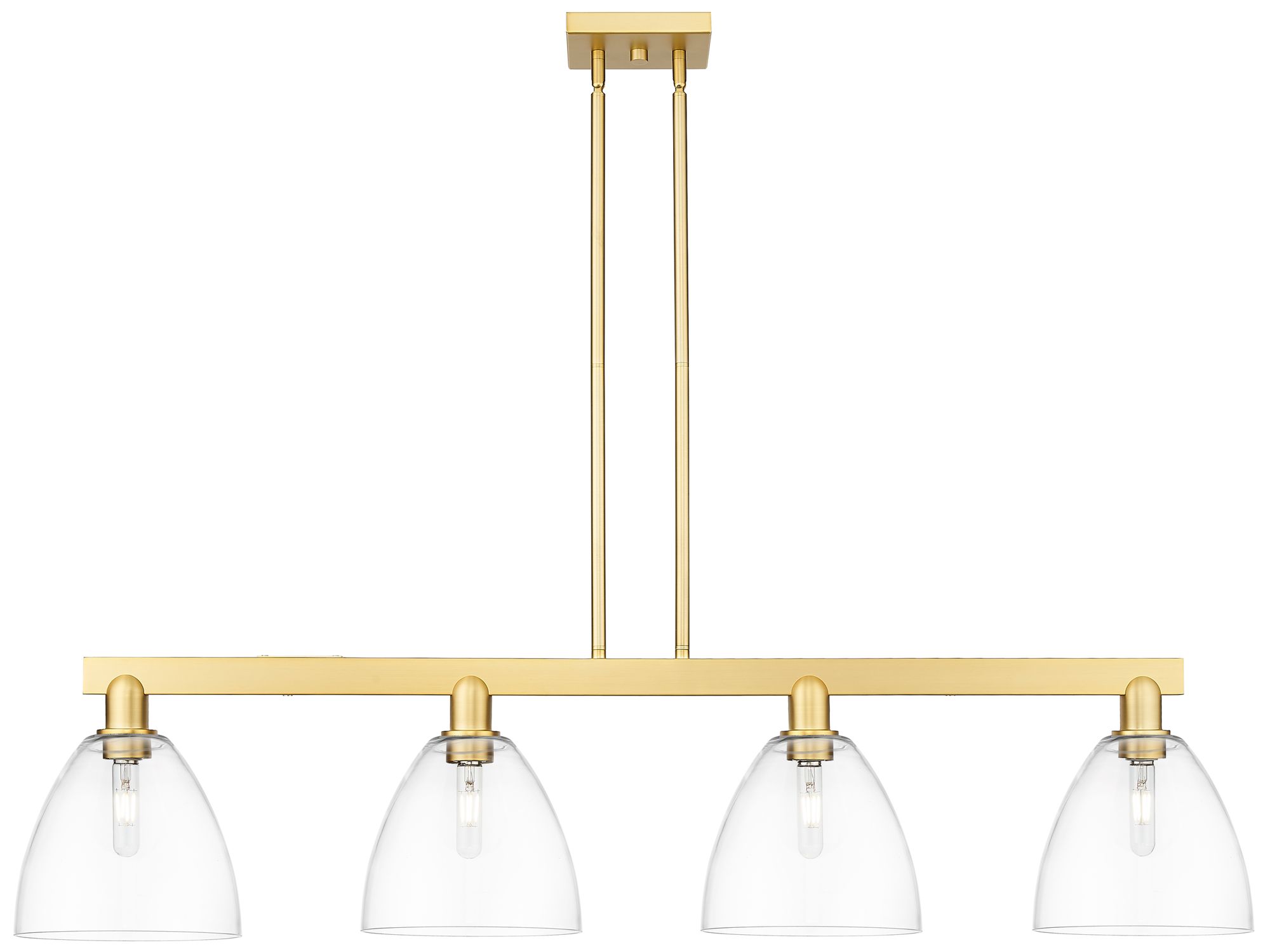 Arcadia Bristol 52"W 4 Light Gold Stem Island Light w/ Clear Shade