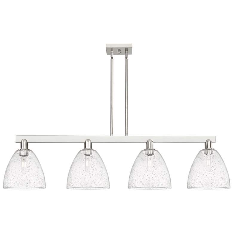 Image 1 Arcadia Bristol 52"W 4 Light Nickel Stem Island Light w/ Seedy Shade