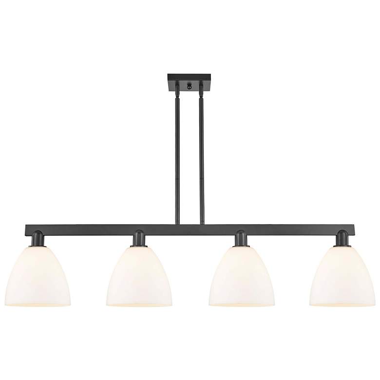 Image 1 Arcadia Bristol 52"W 4-Lt Black Stem Island Light w/ Matte White Shade