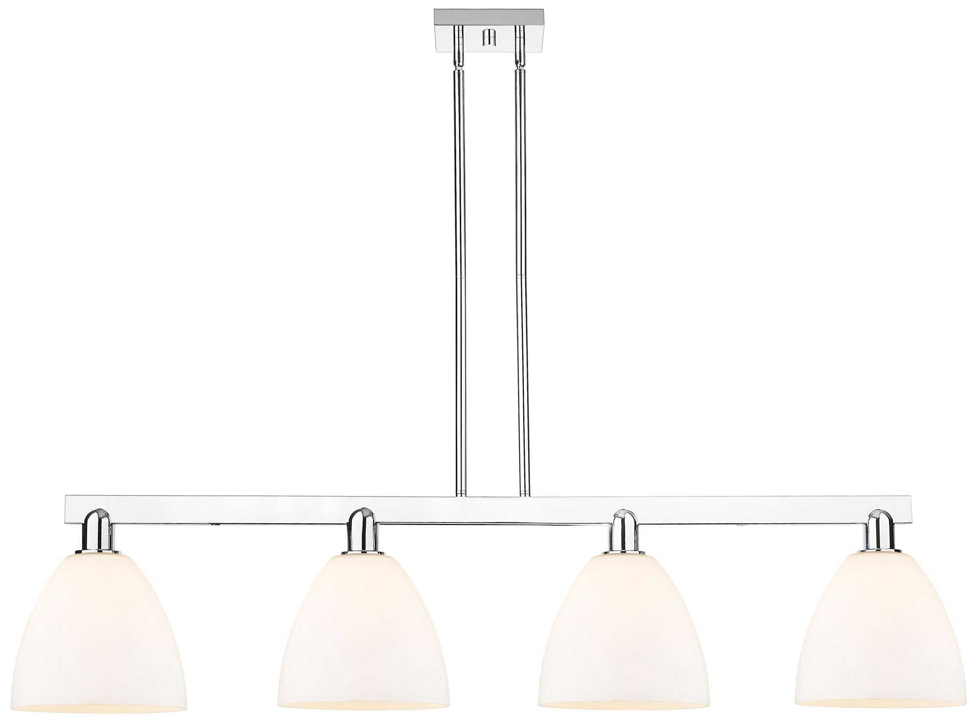 Arcadia Bristol 52"W 4-Lt Chrome Stem Island Light w/ White Shade
