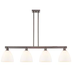 Arcadia Bristol 52"W 4-Lt Oiled Bronze Stem Island Light w/ White Shade
