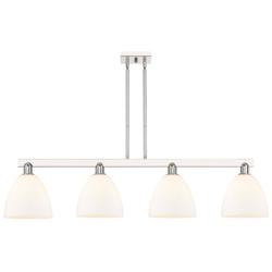 Arcadia Bristol 52"W 4-Lt Polished Nickel Stem Island Light w/ White Shade
