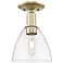 Arcadia Bristol 8"W Antique Brass Semi.Flush Mount With Clear Shade