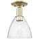Arcadia Bristol 8"W Antique Brass Semi.Flush Mount With Seedy Shade