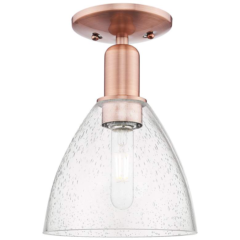 Image 1 Arcadia Bristol 8"W Antique Copper Semi.Flush Mount With Seedy Shade
