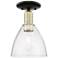 Arcadia Bristol 8"W Black And Brass Semi.Flush Mount With Seedy Shade