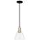 Arcadia Bristol 8"W Black Brass Cord Hung Mini Pendant w/ Clear Shade