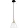 Arcadia Bristol 8"W Black Brass Stem Hung Mini Pendant w/ Clear Shade