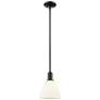 Arcadia Bristol 8"W Black Stem Hung Mini Pendant w/ Matte White Shade