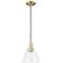 Arcadia Bristol 8"W Brass Cord Hung Mini Pendant With Clear Shade