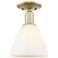 Arcadia Bristol 8"W Brass Semi.Flush Mount With Matte White Shade
