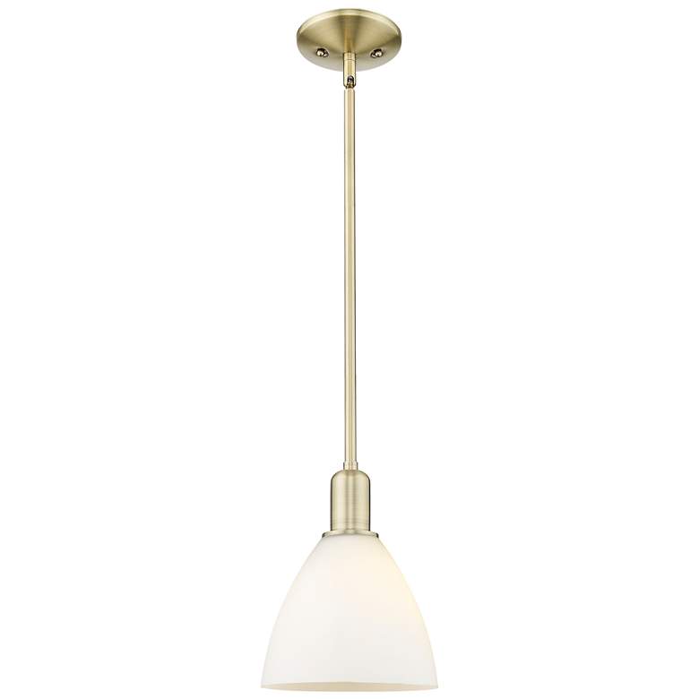 Image 1 Arcadia Bristol 8"W Brass Stem Hung Mini Pendant w/ Matte White Shade
