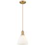 1_Arcadia Bristol 8"W Brushed Brass Cord Pendant w/ Matte White Shade