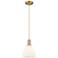 Arcadia Bristol 8"W Brushed Brass Cord Pendant w/ Matte White Shade