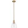 Arcadia Bristol 8"W Brushed Brass Stem Mini Pendant w/ Clear Shade