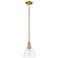 Arcadia Bristol 8"W Brushed Brass Stem Mini Pendant w/ Clear Shade