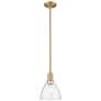 Arcadia Bristol 8"W Brushed Brass Stem Mini Pendant w/ Seedy Shade