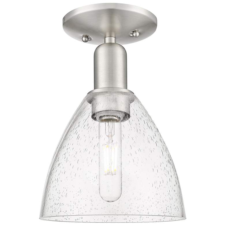 Image 1 Arcadia Bristol 8"W Brushed Nickel Semi.Flush Mount With Seedy Shade