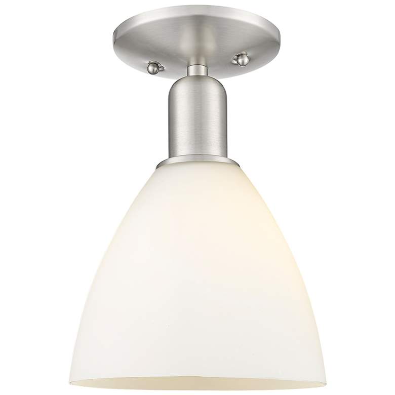 Image 1 Arcadia Bristol 8"W Brushed Nickel Semi-Flush w/ Matte White Shade