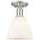 Arcadia Bristol 8"W Brushed Nickel Semi-Flush w/ Matte White Shade