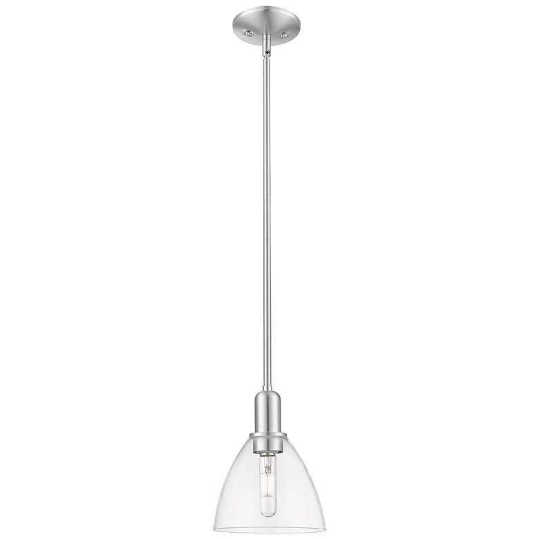 Image 1 Arcadia Bristol 8"W Brushed Nickel Stem Mini Pendant w/ Clear Shade