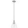 Arcadia Bristol 8"W Brushed Nickel Stem Mini Pendant w/ Clear Shade