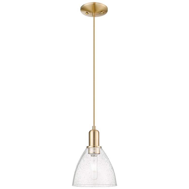 Image 1 Arcadia Bristol 8"W Champagne Bronze Cord Mini Pendant w/ Seedy Shade