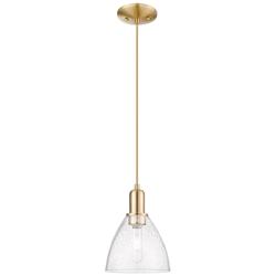 Arcadia Bristol 8"W Champagne Bronze Cord Mini Pendant w/ Seedy Shade