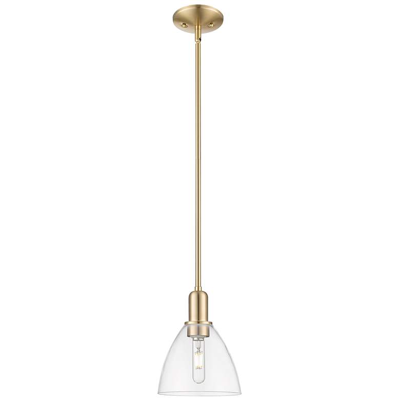 Image 1 Arcadia Bristol 8"W Champagne Bronze Stem Mini Pendant w/ Clear Shade