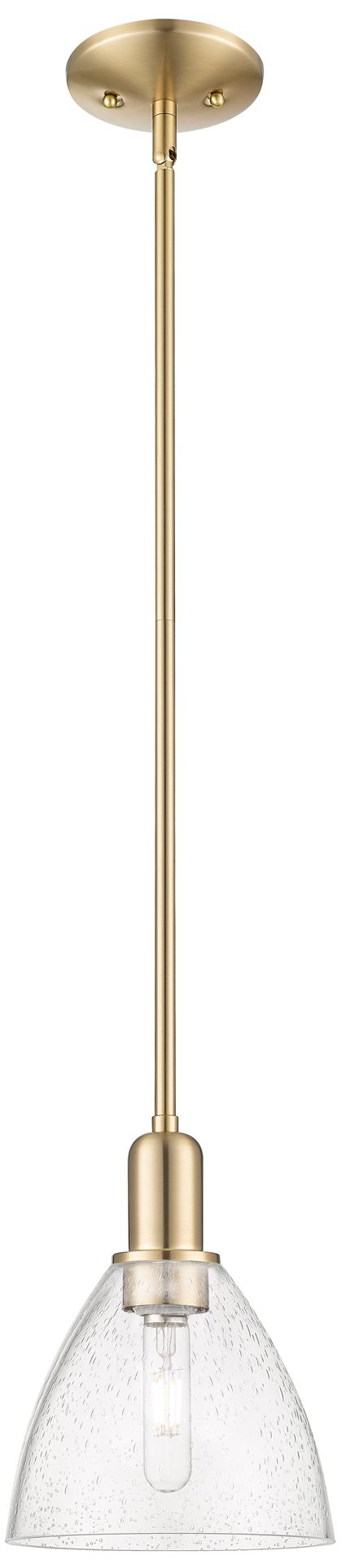 Arcadia Bristol 8"W Champagne Bronze Stem Mini Pendant w/ Seedy Shade