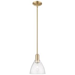 Arcadia Bristol 8"W Champagne Bronze Stem Mini Pendant w/ Seedy Shade