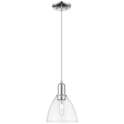 Arcadia Bristol 8"W Chrome Cord Hung Mini Pendant w/ Clear Shade