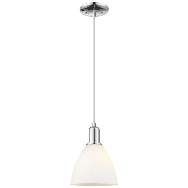 Image 1 Arcadia Bristol 8"W Chrome Cord Hung Mini Pendant w/ Matte White Shade