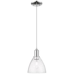 Arcadia Bristol 8"W Chrome Cord Hung Mini Pendant w/ Seedy Shade