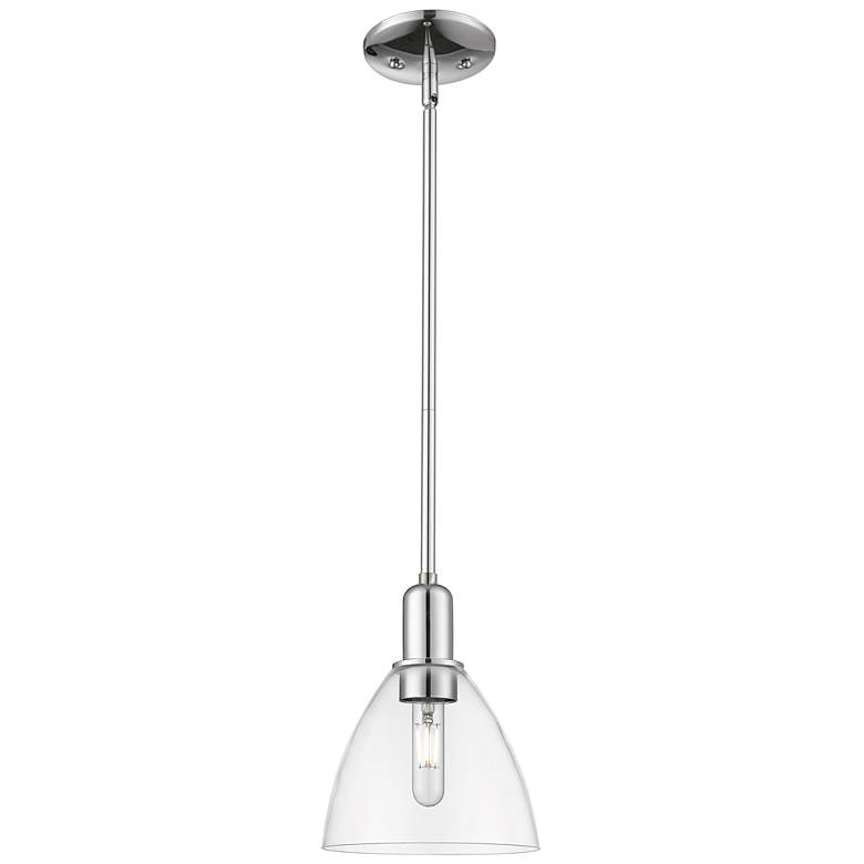Image 1 Arcadia Bristol 8"W Chrome Stem Hung Mini Pendant w/ Clear Shade