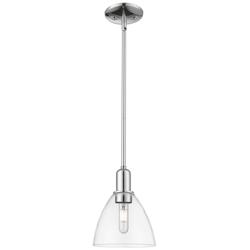 Arcadia Bristol 8"W Chrome Stem Hung Mini Pendant w/ Clear Shade