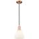 Arcadia Bristol 8"W Copper Cord Hung Mini Pendant w/ Matte White Shade